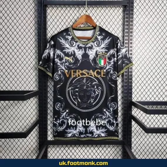 Italy football jersey Versace 2023 2024 black.