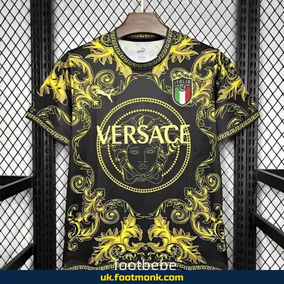 Italy football jersey Versace 2024 black or.