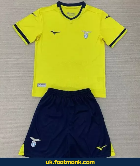 Lazio away yellow kids' football jersey 2024-2025.