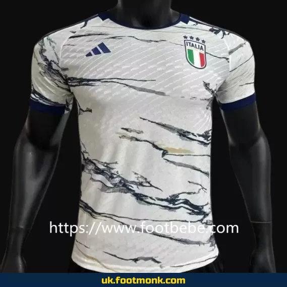 Italy 2023 away football match jersey White.