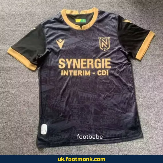 Nantes 2024-2025 away black football jersey.