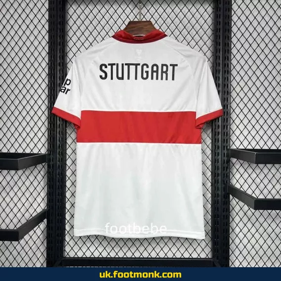 Stuttgart 2024-2025 home white football jersey.
