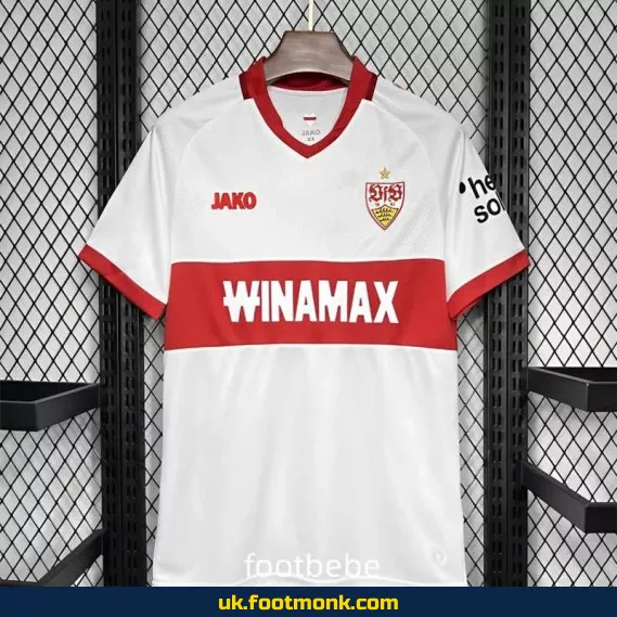 Stuttgart 2024-2025 home white football jersey.
