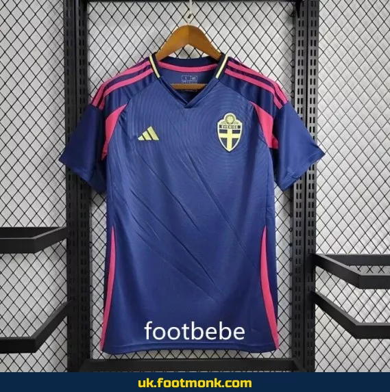 Sweden 2024 away football jersey navy blue.