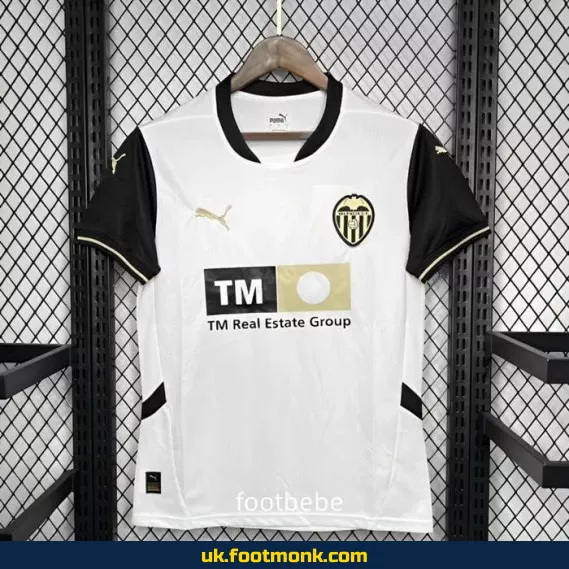 Valencia 2024-2025 home football jersey white.