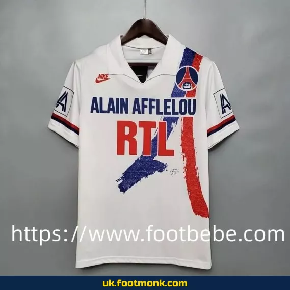 Vintage PSG 1990 1991 away white football jersey.