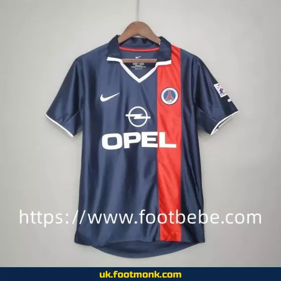 Vintage PSG 2001-2002 home blue football jersey.
