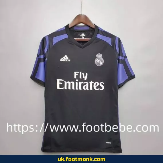 Vintage Real Madrid 2015-2016 third black football jersey.