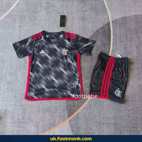 Flamengo kids' jersey 2024-2025 third with sponsorship.