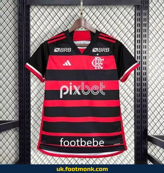 Flamengo women's home jersey 2024-2025 with sponsorship.