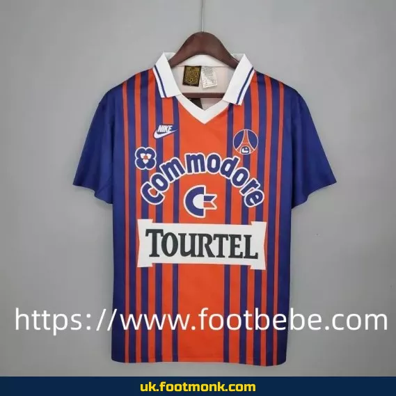 Vintage PSG home jersey 1992 1993 blue red.
