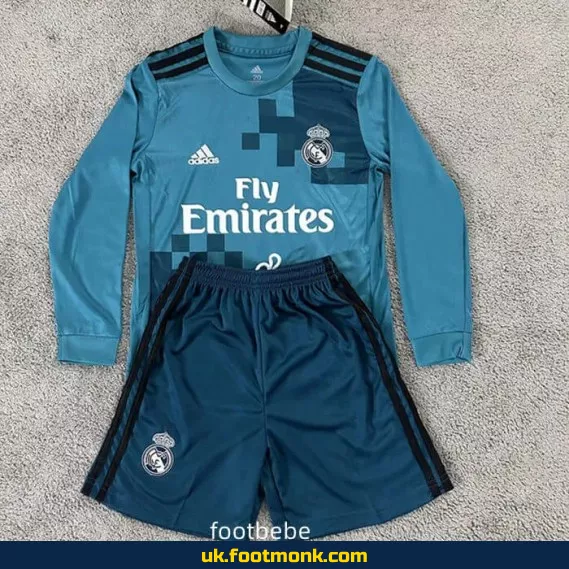 Vintage Real Madrid children's jersey 2017-2018 long sleeves third.