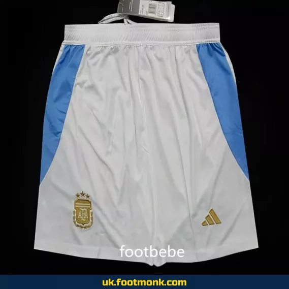 Argentina 3-star 2024 white football shorts.