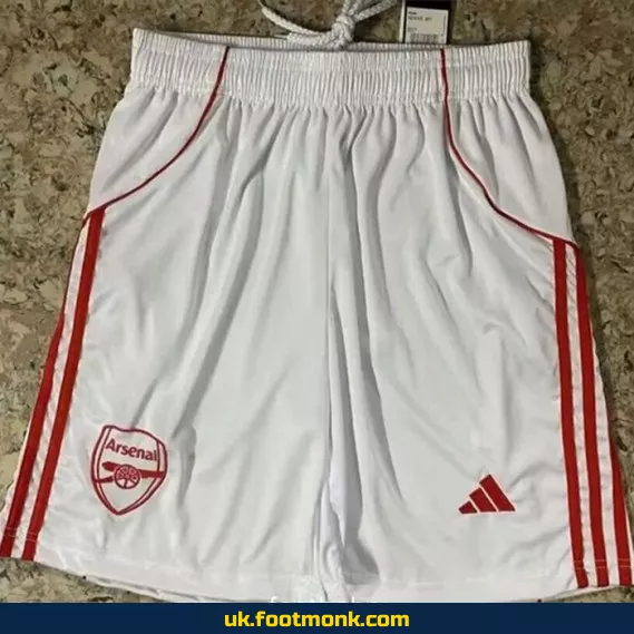 Arsenal 2025-2026 white football shorts.