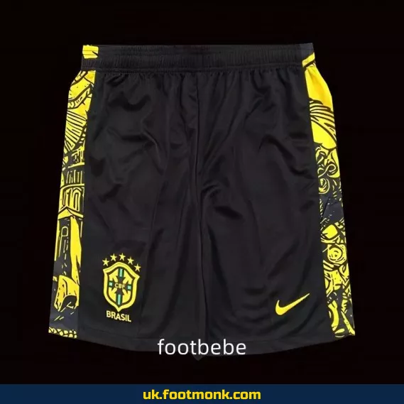 Brazil 2024-2025 black and yellow football shorts.