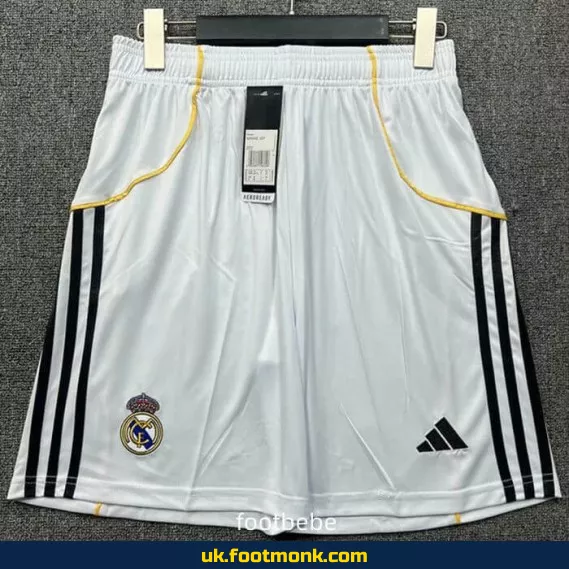 Real Madrid 2025-2026 white football shorts.