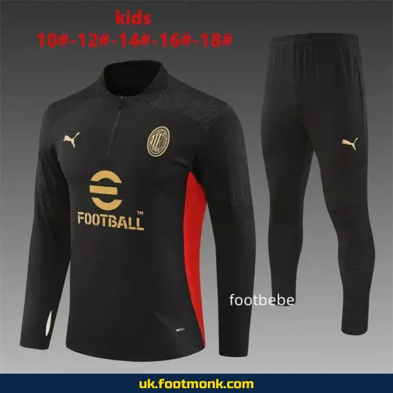 AC Milan kids' tracksuit 2024-2025 half-zip black.