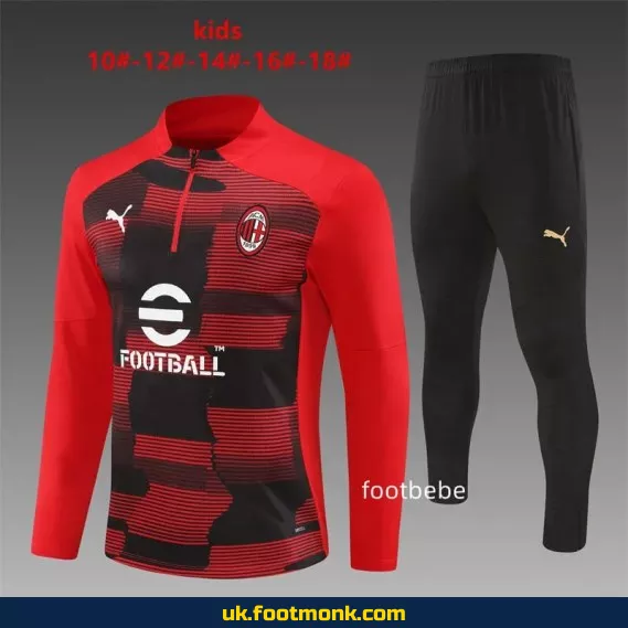 AC Milan kids' tracksuit 2024-2025 half-zip red.