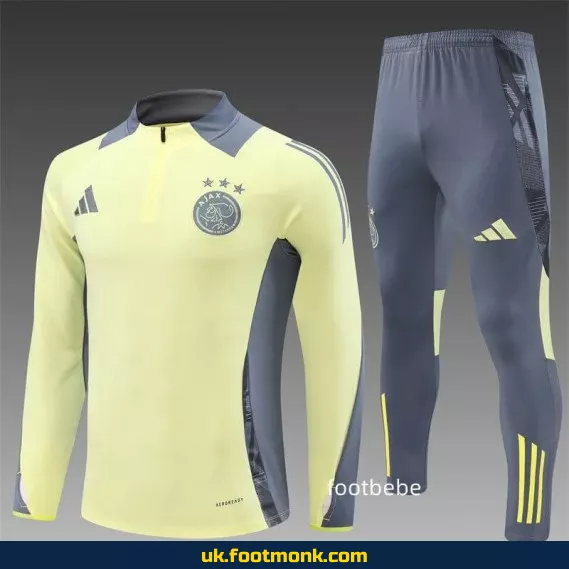 Ajax 2024-2025 half-zip tracksuit light yellow.