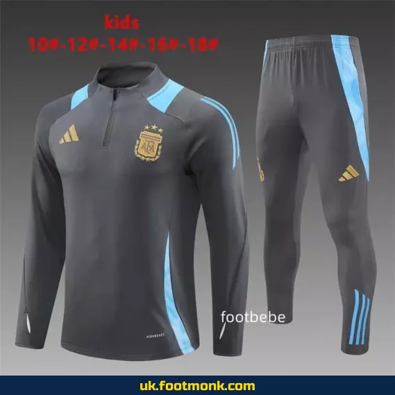 Argentina kids' tracksuit 2024 2025 half-zip dark gray.