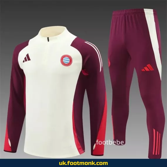 Bayern Munich 2024 2025 half-zip tracksuit White.