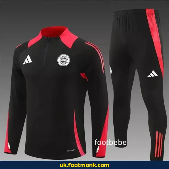 Bayern Munich 2024 2025 half-zip black tracksuit.