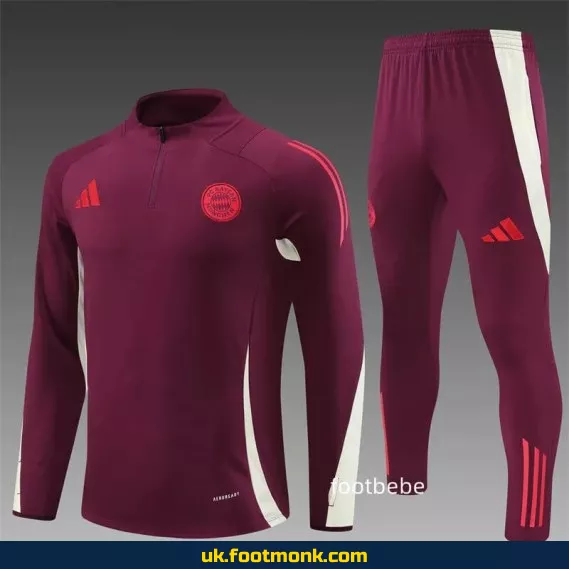 Bayern Munich 2024 2025 half-zip red tracksuit.