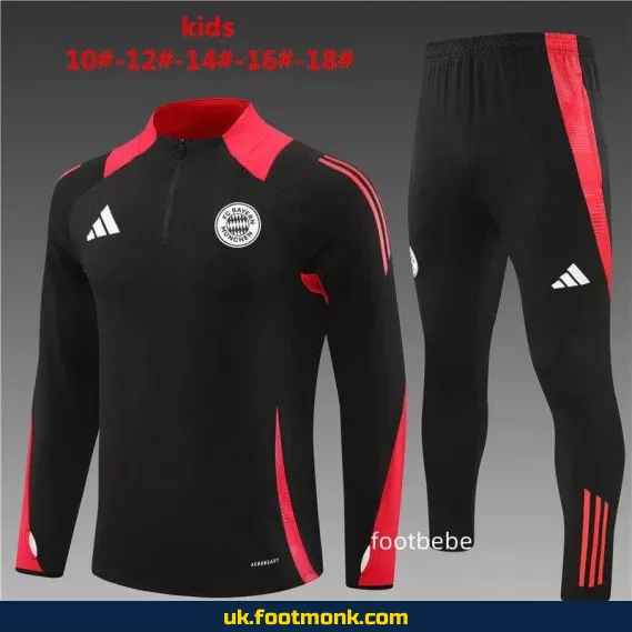 Bayern Munich kids' tracksuit 2024-2025 half-zip black.