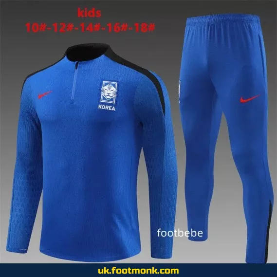 South Korea children's tracksuit 2024 2025 half-zip blue.