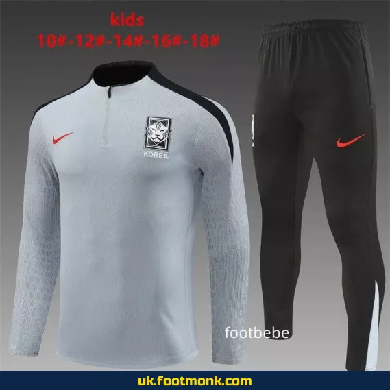 South Korea tracksuit kids 2024 2025 half-zip gray.