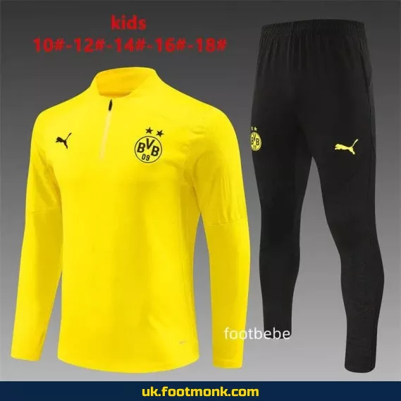 Dortmund tracksuit kids 2024 2025 half-zip yellow.