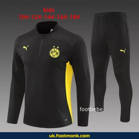 Dortmund tracksuit kids 2024 2025 half-zip black.