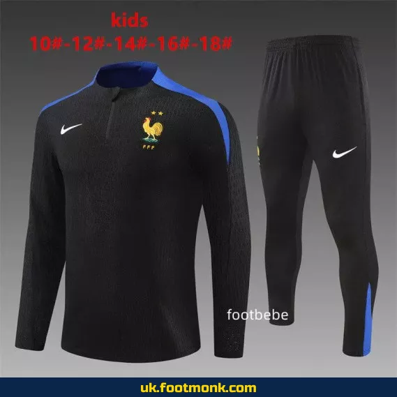 France Team Kids Tracksuit 2024 2025 black.