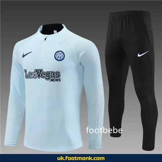Inter Milan 2023 2024 light blue half-zip tracksuit.