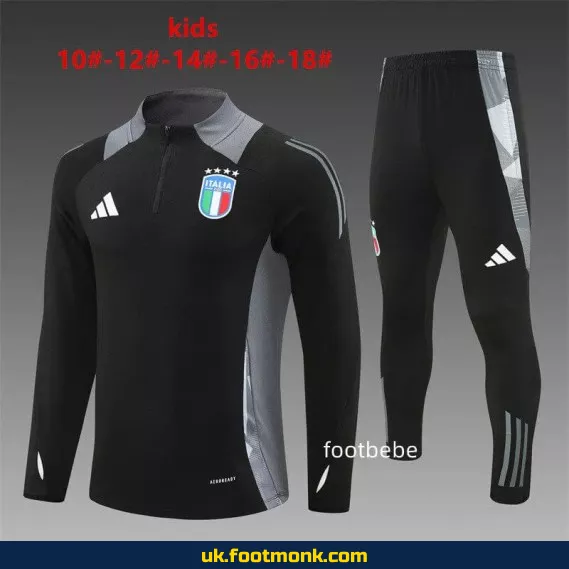 Italy kids tracksuit 2024 2025 half-zip black.