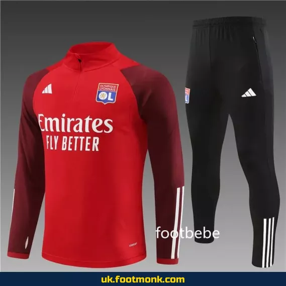 Lyon 2023 2024 half-zip red tracksuit.
