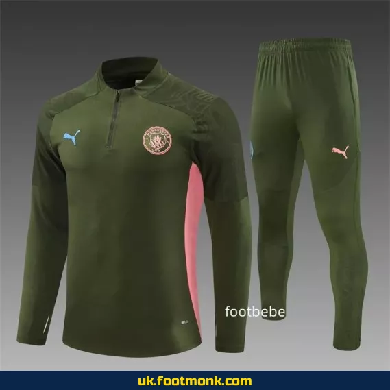 Manchester City 2024-2025 army green tracksuit.
