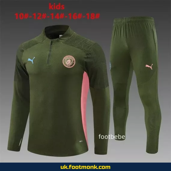 Manchester City children's tracksuit 2024-2025 army green.