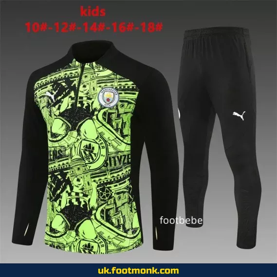 Manchester City children's tracksuit 2024-2025 fluorescent green.