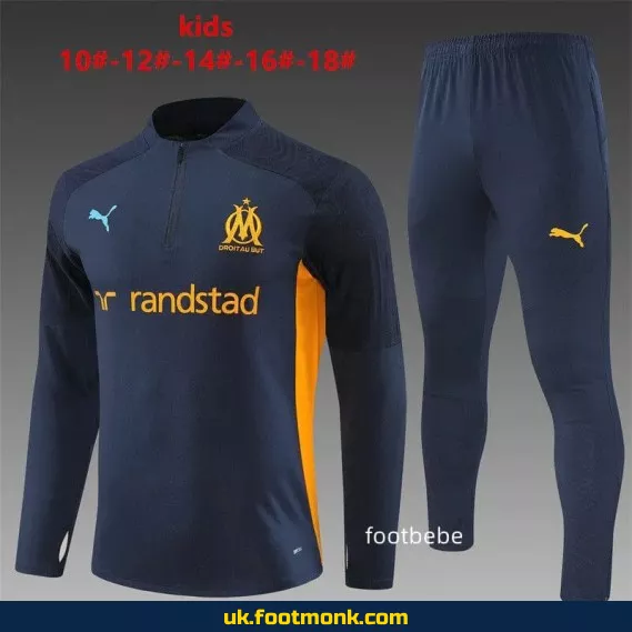 "Marseille tracksuit for kids 2024-2025 dark blue."