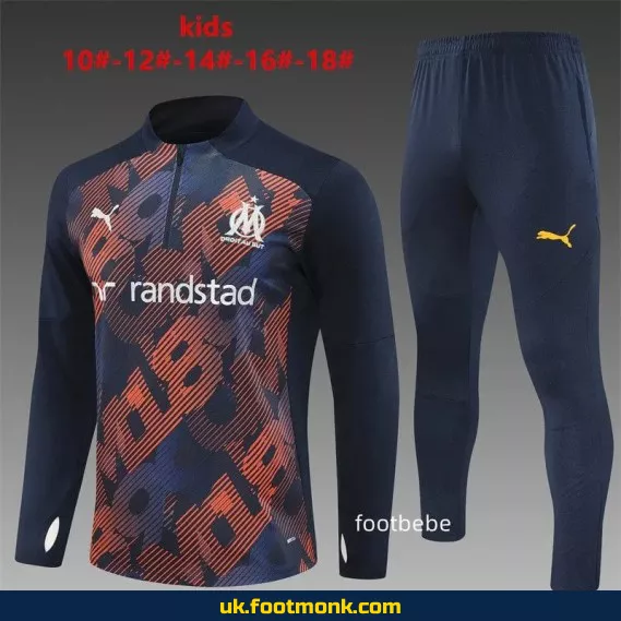 Marseille tracksuit for kids 2024 2025 royal blue camouflage.