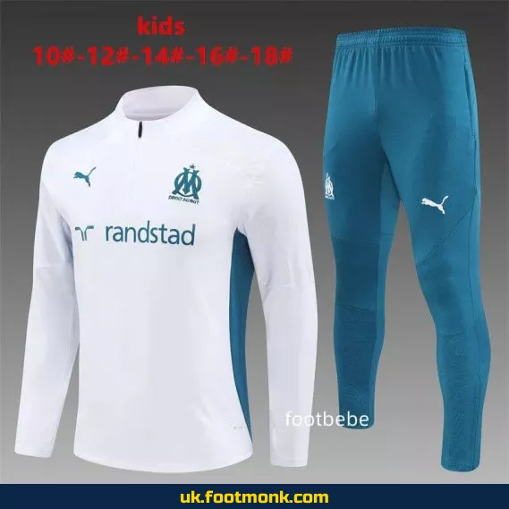 Marseille Tracksuit for Children 2024 2025 Half-Zip White.