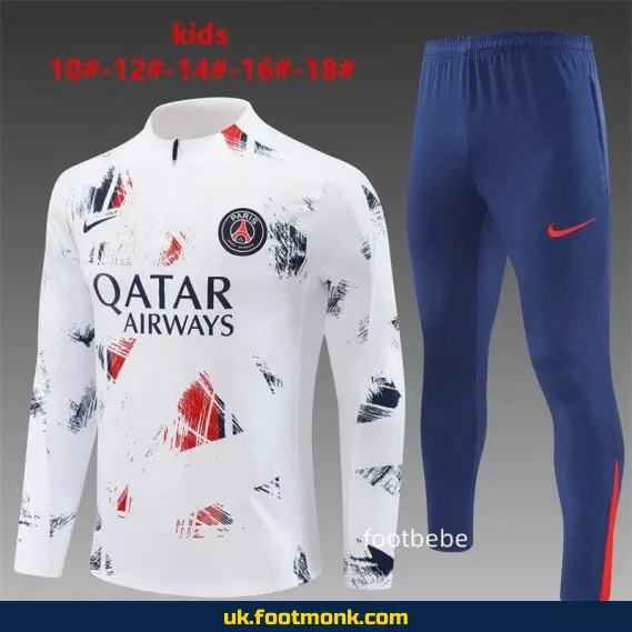 PSG children's tracksuit 2024-2025 white camouflage.