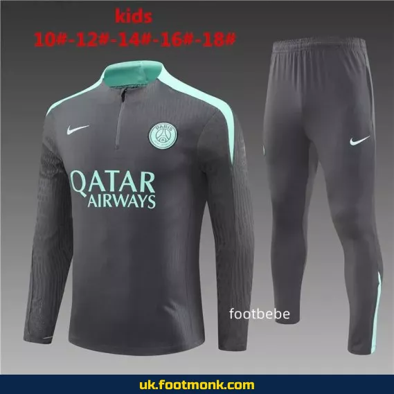 PSG kids' tracksuit 2024-2025 dark gray.