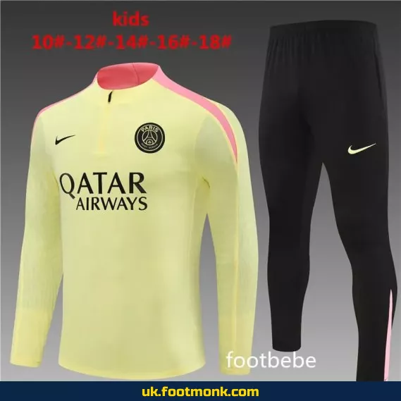 PSG children's tracksuit 2024-2025 light yellow.