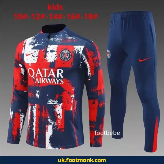 PSG children's tracksuit 2024-2025 red blue.