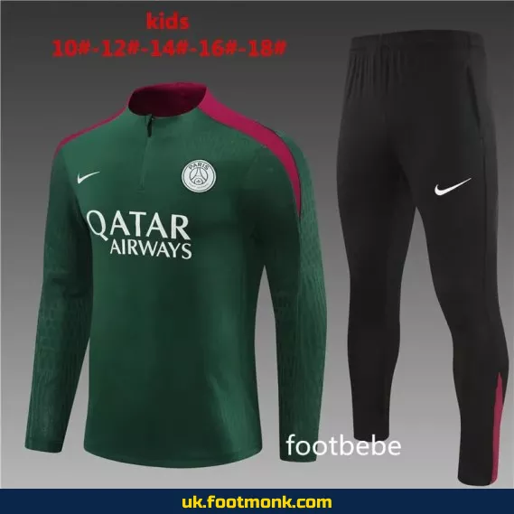 PSG tracksuit for kids 2024-2025 green.