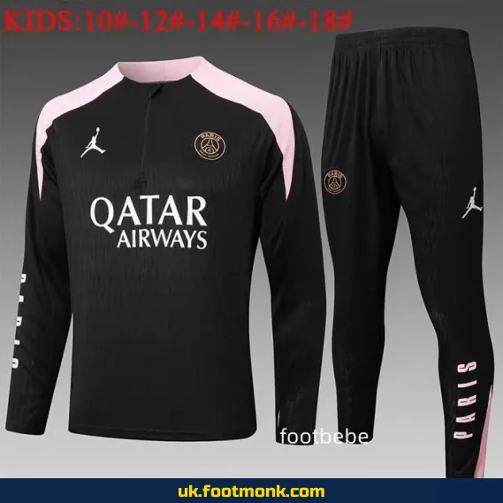 PSG Jordan kids' tracksuit 2024-2025 black pink.