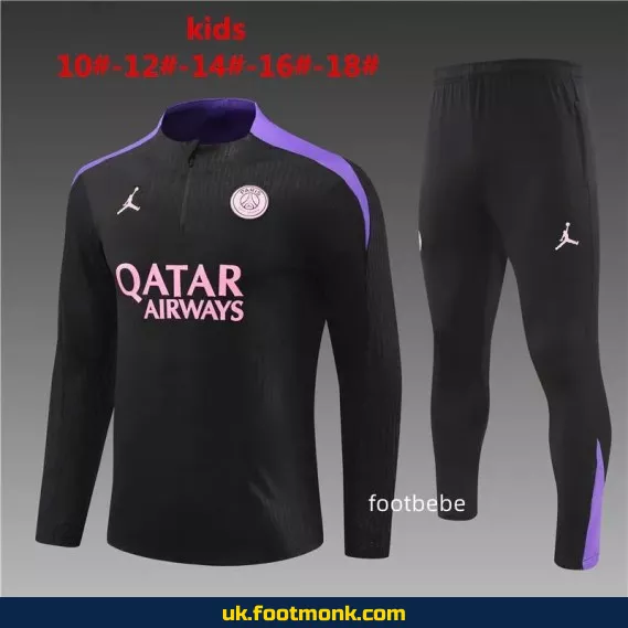 PSG Jordan Kids Tracksuit 2024-2025 black violet.