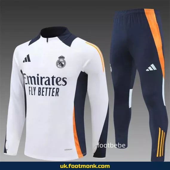Real Madrid 2024 2025 half-zip tracksuit White.
